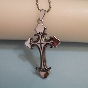 White Enamel Stainless Steel cross Necklace Unisex